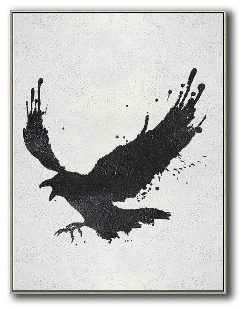 Modern Art Abstract Painting,Black And White Minimal Painting On Canvas - Contemporary Wall Art